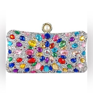 ⭐️ Pearl Clasp Crystal Clutch Purses for Women's Evening Handbags Rhinestone Bag